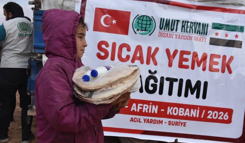 Umut Kervanı, Afrin'de çatışmanın mağdurlarına sıcak aş dağıttı